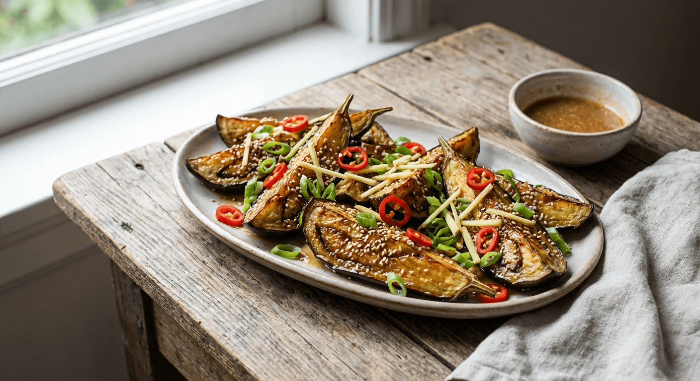 Roasted Eggplant with Sesame & Green Onion